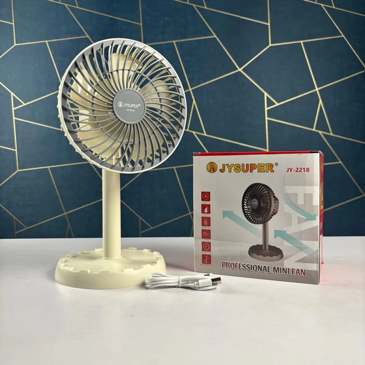 𝗝𝗬𝗦𝗨𝗣𝗘𝗥 রিচার্জেবল FAN-JY-2218